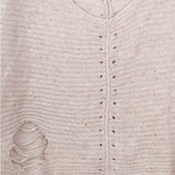 Wildfox Terra Distressed Cropped Ribbed Long Sleeve Sweater Blush Pink Small - Picture 7 of 12